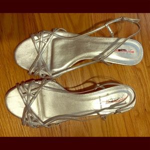 J.crew Silver kitten heel sandals